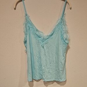 POL Mint Green Lace Trim Relaxed Oversized Camisole Tank Top Sz.S NWOT